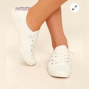 Madden Girl White Lace-Up Sneakers with Patterned Heel Size 9
